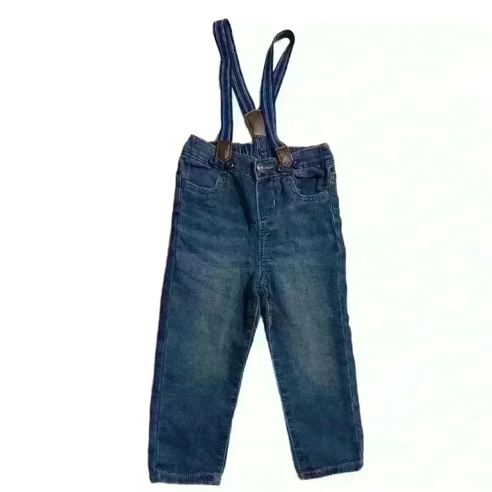 Oshkosh Baby BGosh Sz 18 Months Boys Suspender Denim Jean Pants Blue